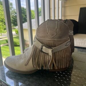 Sterling River Fringed Ankle Boots with Buckle